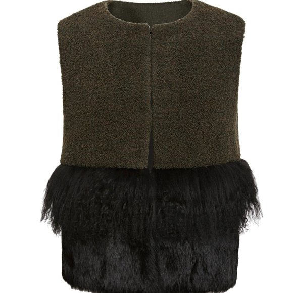 Like New Authentic Tory Burch Roseanne Boucle Wool/Fur Vest, L - Picture 5 of 8